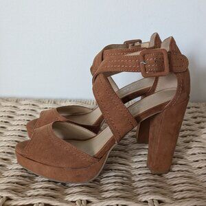Strappy brown heels